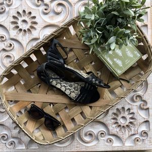 GIANNI BINI BLACK LEATHER SANDALS WITH ANKLE STRAP